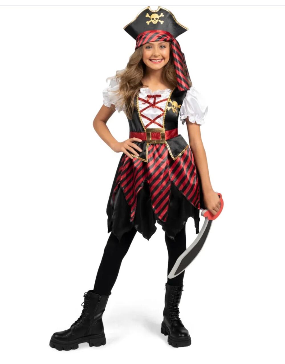 NWT Spooktacular Creations Girl Pirate Costume Buccaneer Princess Child Size M